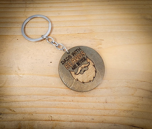 Father's Day Keychain, Father's Day Gift, Gift for Him, Gift for Dad with Beard, Wood Keychain, Gift for Dad, Dad Gift, Keychain for Him