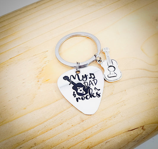 Father's Day Keychain, Music Keychain for Dad, Guitar Pick Keychain for Dad, Keychain with Guitar Pick, , Guitar Pick Gift For Dad