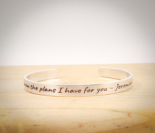 Scripture Bracelet, Bracelet with Scripture, Scripture Jewelry, For I know the Plans I have for you Bracelet