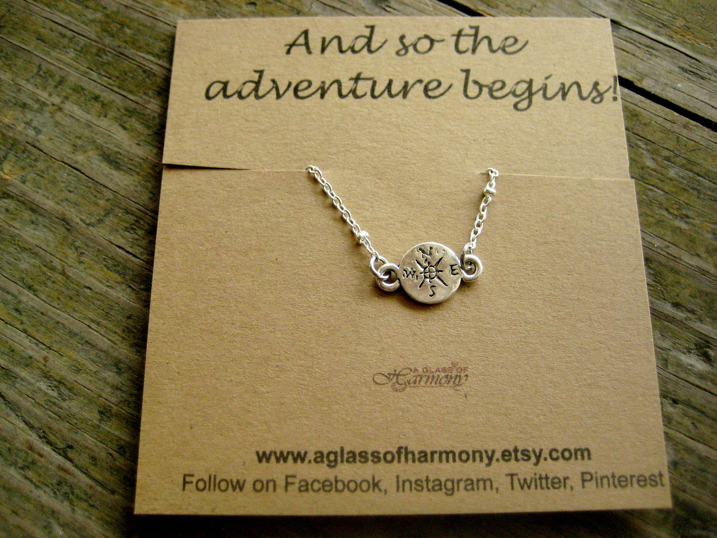 GRADUATION CARD GIFT - Graduation Necklace, Graduation Jewelry, And So The Adventure Begins, Graduation gift for her, Compass Jewelry