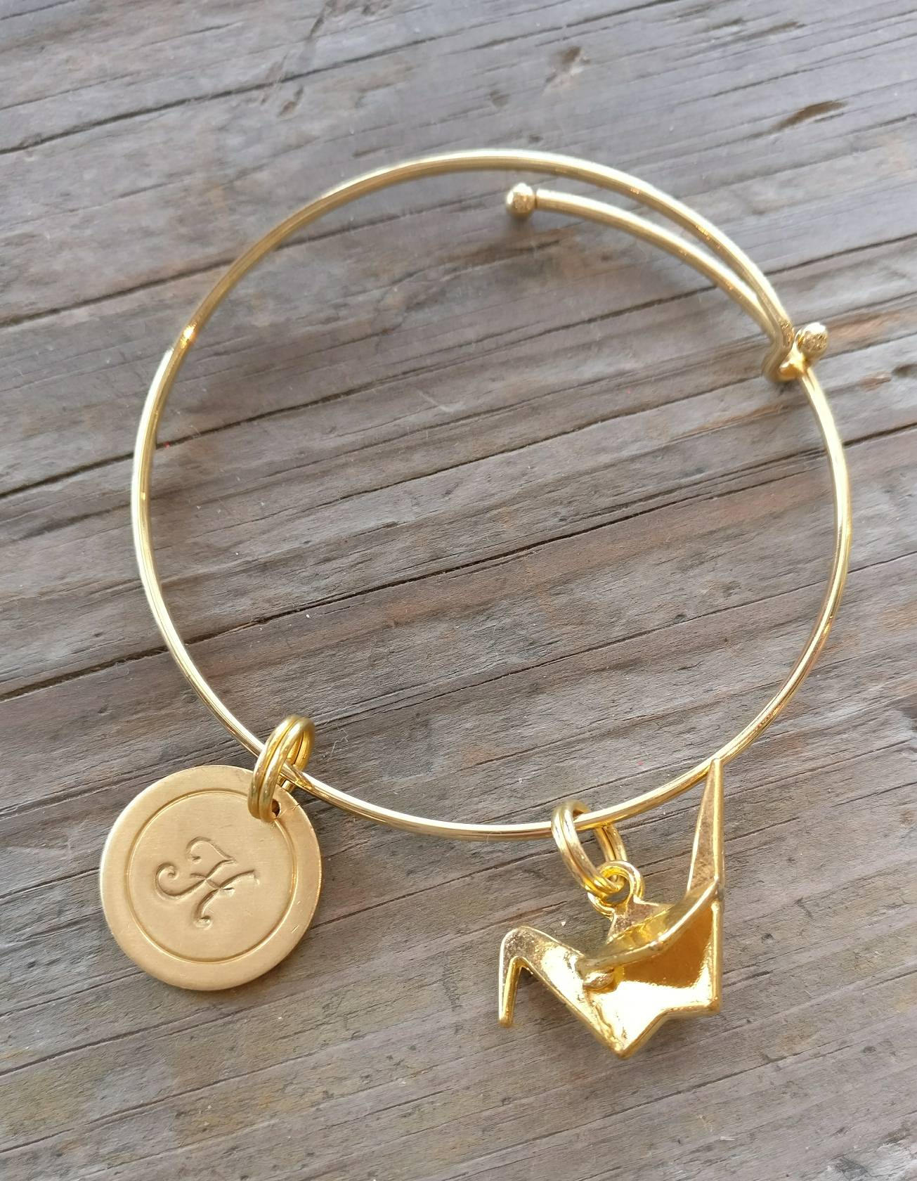 INITIAL CHARM BRACELET, Personalized Charm Bracelet, Gold Charm Bracelet, Gold Initial Bracelet, Bird Jewelry, Bird Wing Jewelry