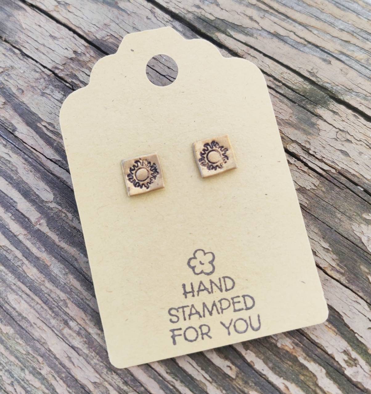 Gold Stud Earrings, Sun Earrings, Small Earrings, Dainty Earrings, Hand Stamped Earrings, Sun Jewelry, Small Gold Earrings, Celestial