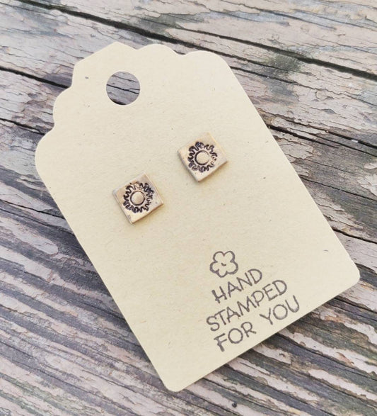 Gold Stud Earrings, Sun Earrings, Small Earrings, Dainty Earrings, Hand Stamped Earrings, Sun Jewelry, Small Gold Earrings, Celestial