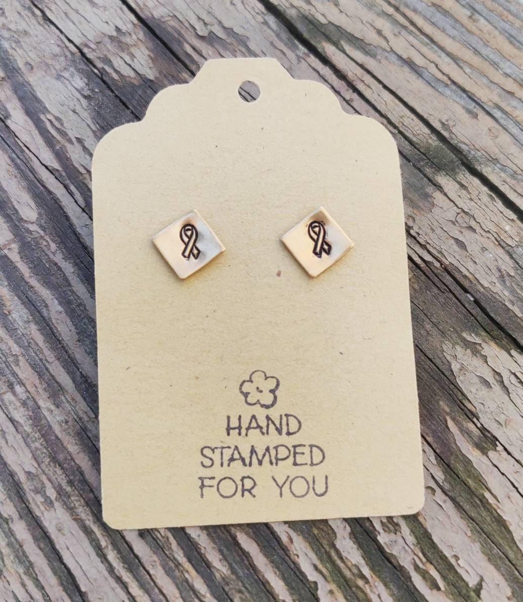 Gold Stud Earrings, Awareness Ribbon Earrings, Small Earrings, Dainty Earrings, Awareness Jewelry, Small Gold Earrings, Gold Earrings