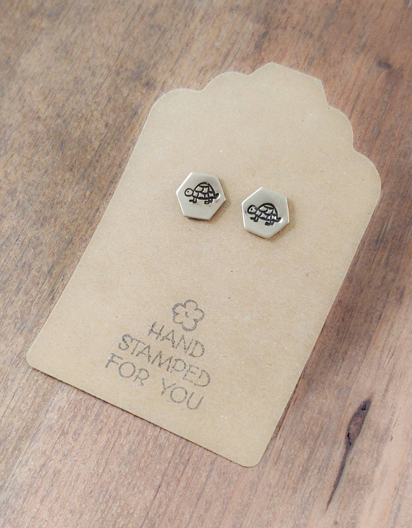 Gold Stud Earrings, Turtle Earrings, Small Earrings, Dainty Earrings, Hand Stamped Earrings, Turtle Jewelry, Small Gold Earrings