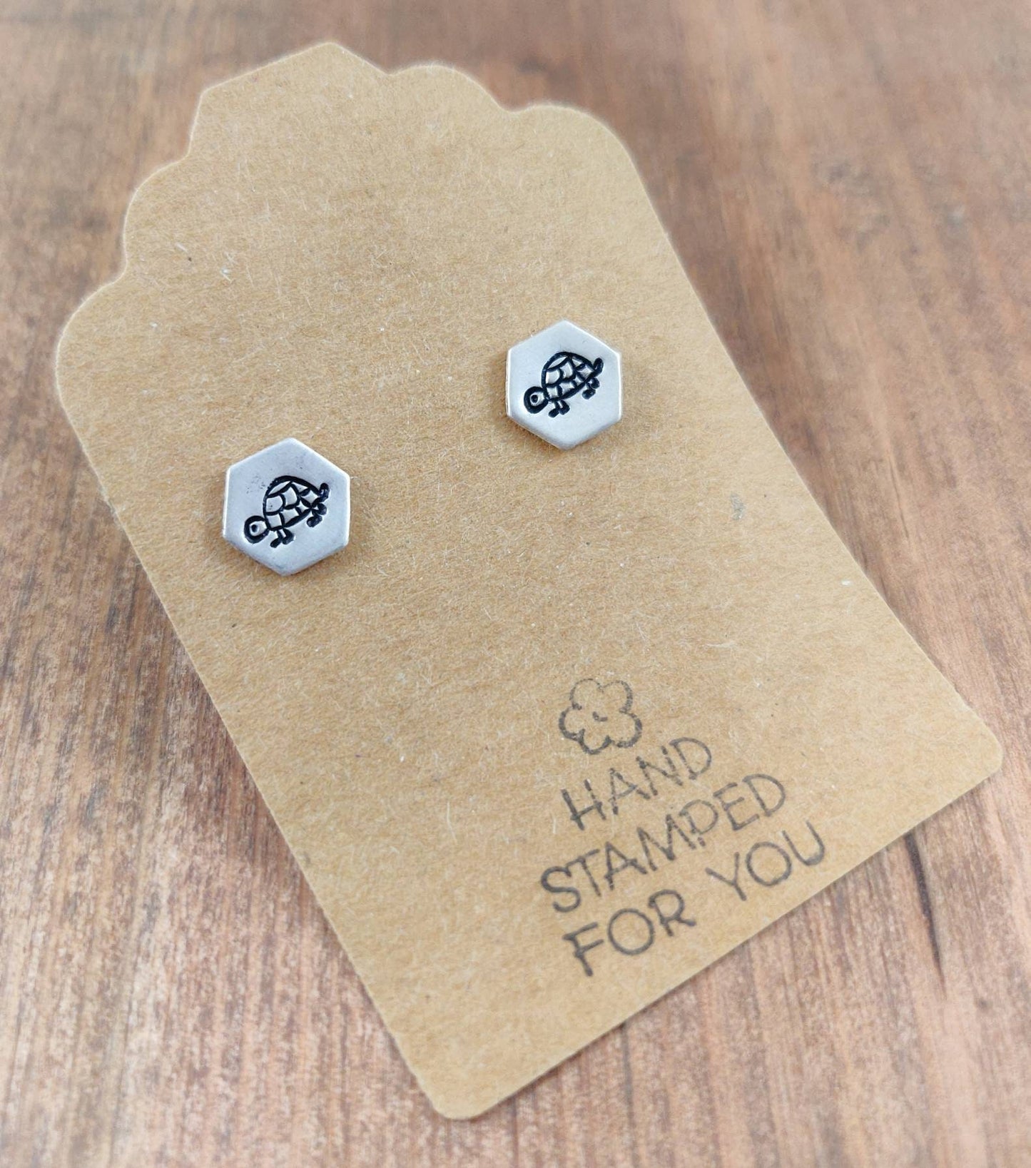 Silver Stud Earrings, Turtle Earrings, Small Earrings, Dainty Earrings, Hand Stamped Earrings, Turtle Jewelry, Small Silver Earrings