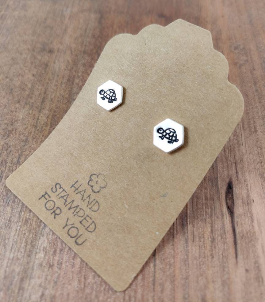 Silver Stud Earrings, Turtle Earrings, Small Earrings, Dainty Earrings, Hand Stamped Earrings, Turtle Jewelry, Small Silver Earrings