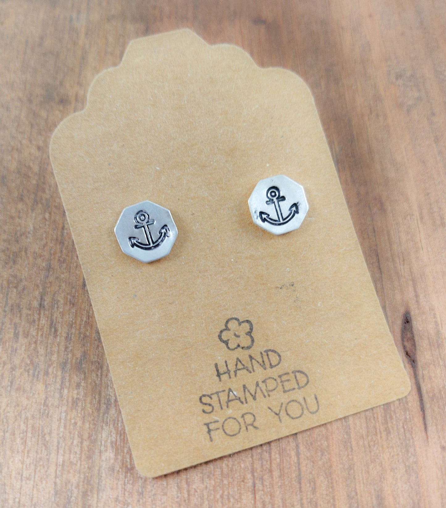 Silver Stud Earrings, Anchor Earrings, Small Earrings, Dainty Earrings, Hand Stamped Earrings, Anchor Earrings, Small Silver Earrings