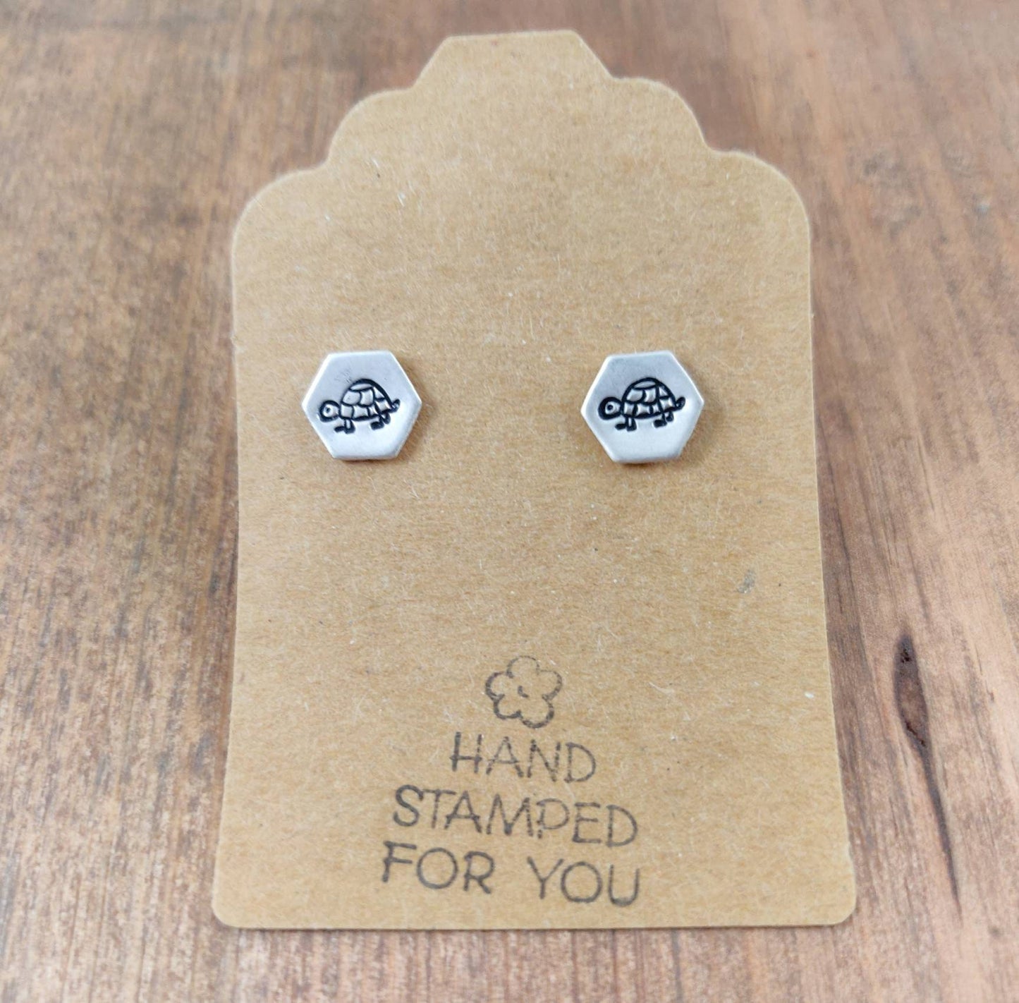 Silver Stud Earrings, Turtle Earrings, Small Earrings, Dainty Earrings, Hand Stamped Earrings, Turtle Jewelry, Small Silver Earrings