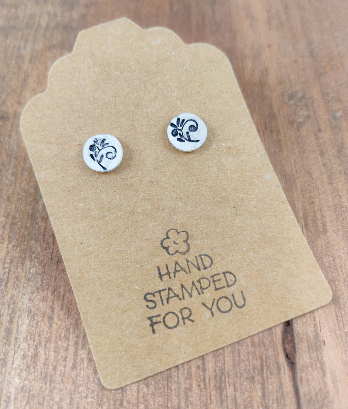 Silver Stud Earrings, leaf Earrings, Small Earrings, Dainty Earrings, Hand Stamped Earrings, leaf Jewelry, Small Silver Earrings