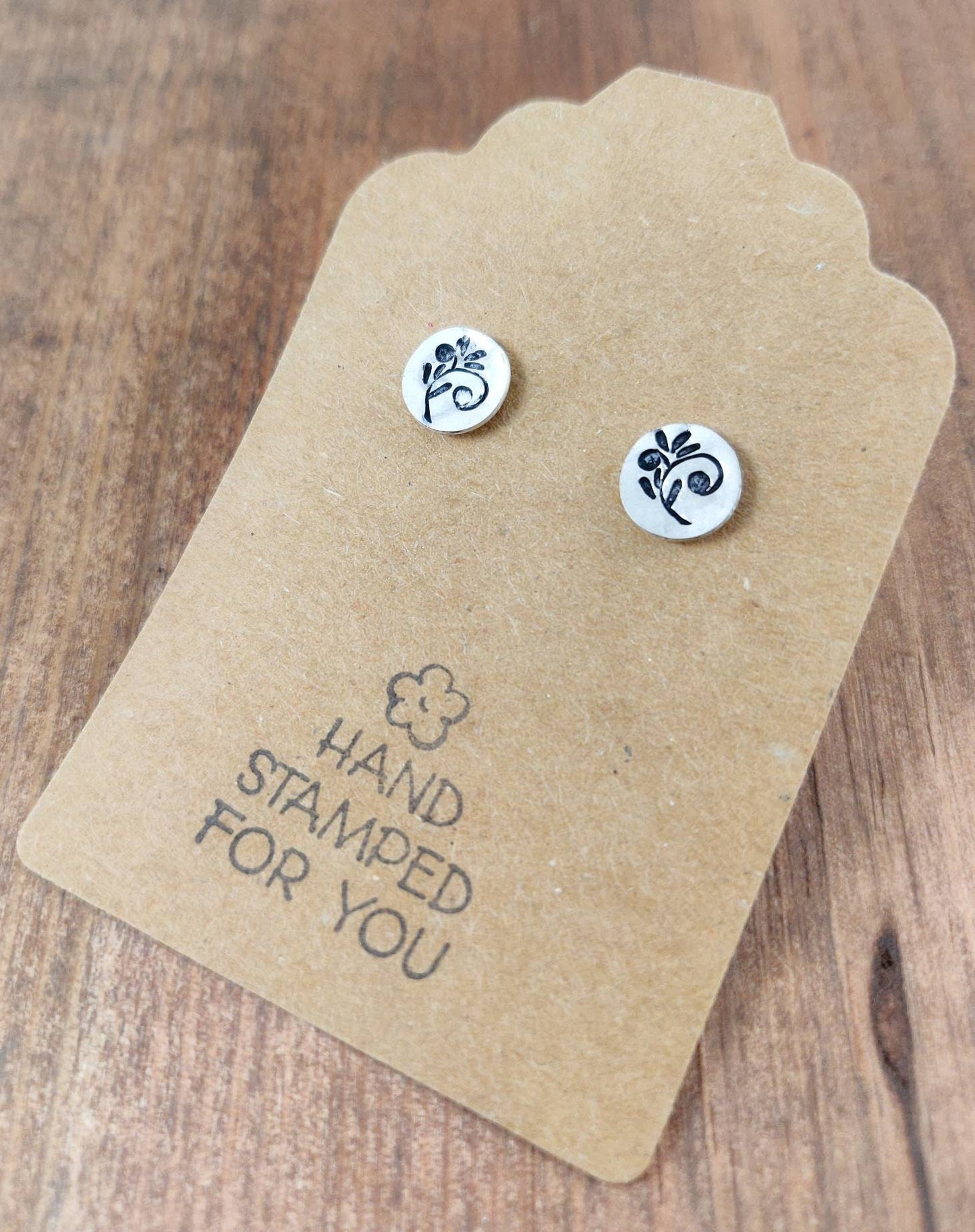 Silver Stud Earrings, leaf Earrings, Small Earrings, Dainty Earrings, Hand Stamped Earrings, leaf Jewelry, Small Silver Earrings