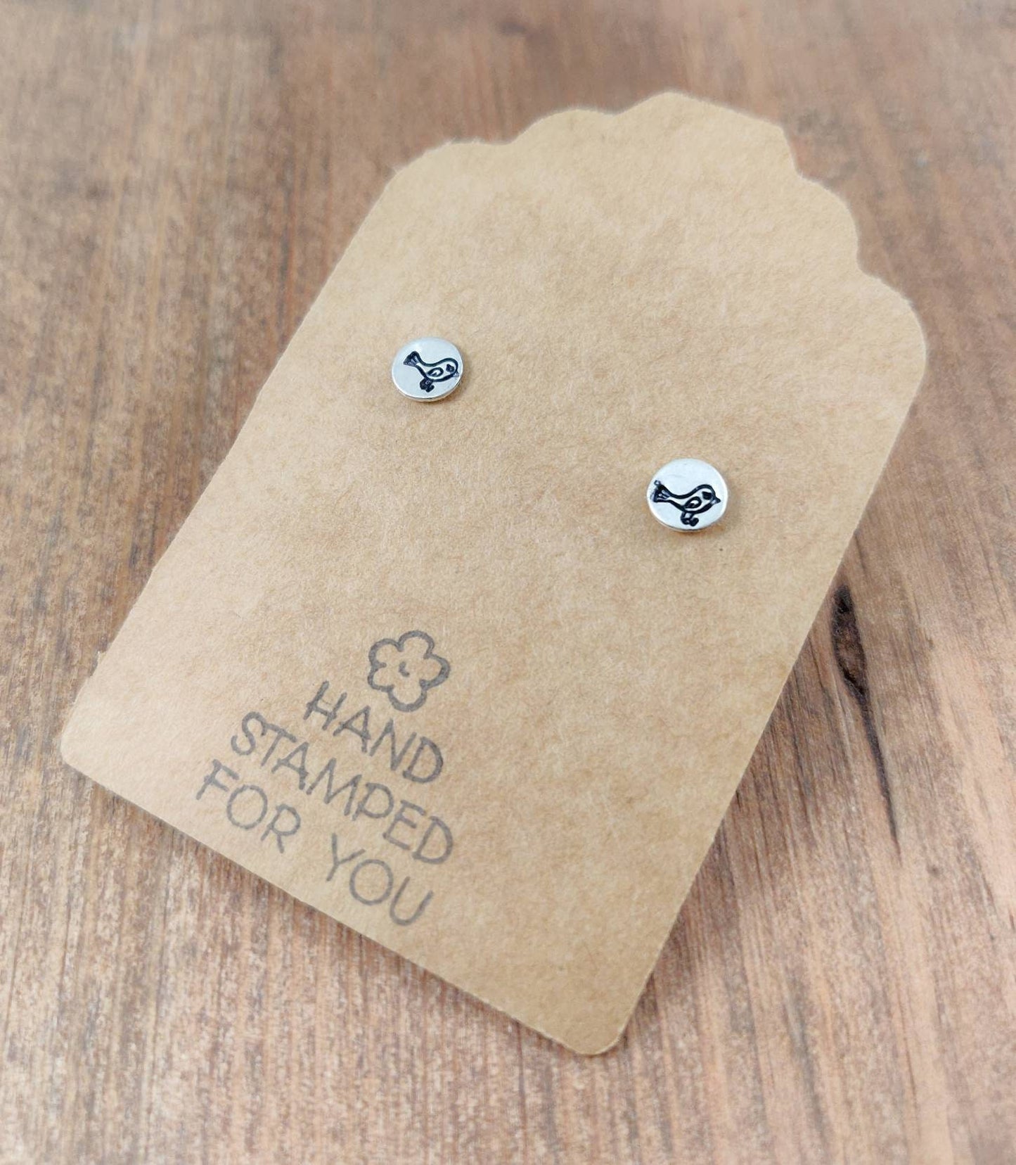 Silver Stud Earrings, Tiny Bird Earrings, Small Earrings, Dainty Earrings, Hand Stamped Earrings, Bird Earrings, Small Silver Earrings