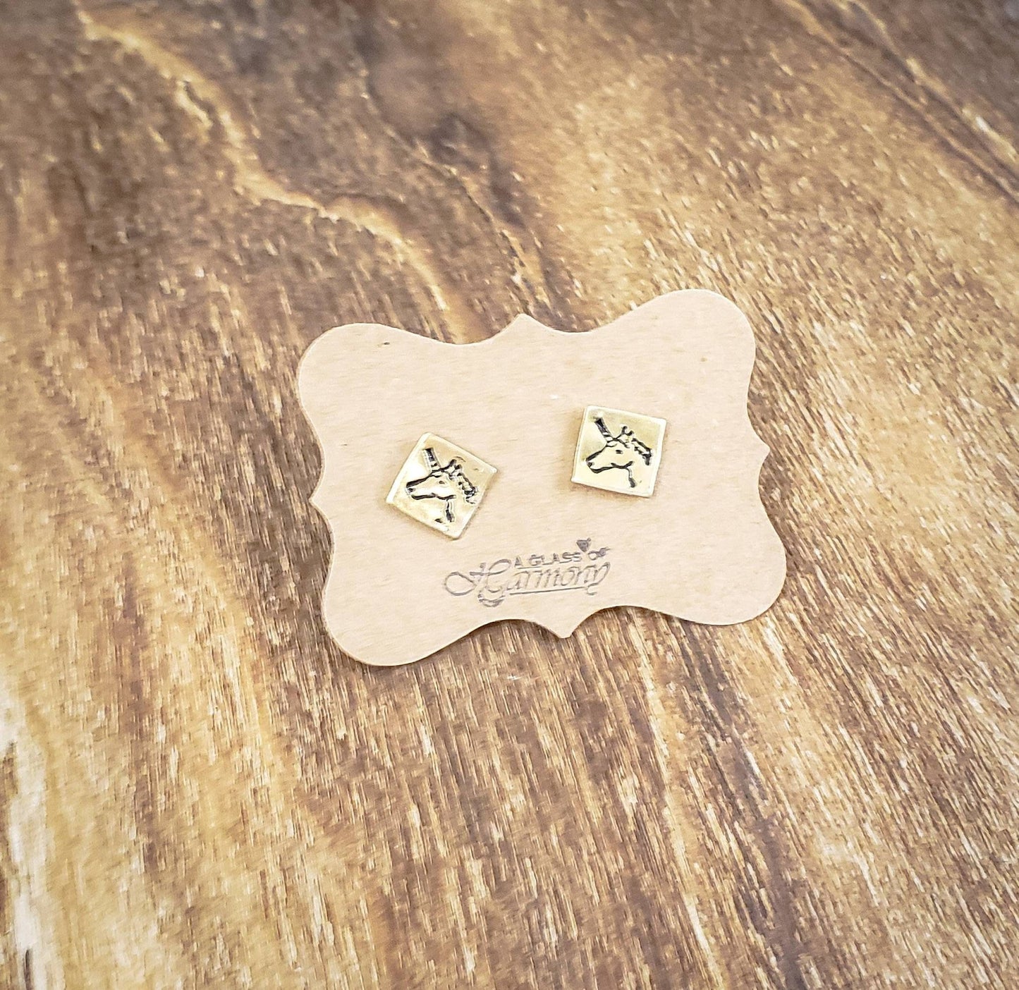 Unicorn Earrings, Unicorn Jewelry, Small Earrings, Dainty Earrings, Hand Stamped Earrings, Unicorn Jewelry, Small Gold Earrings