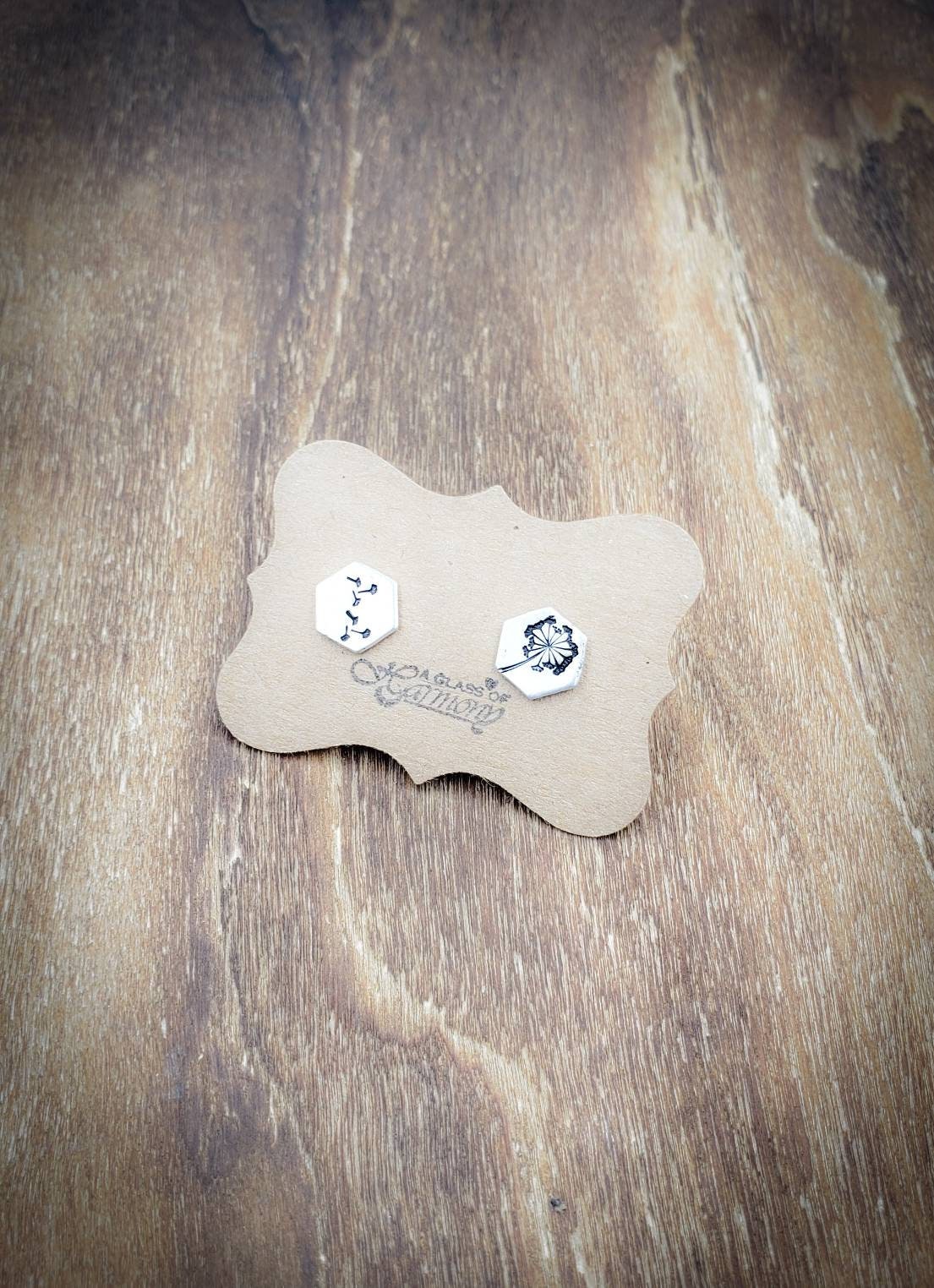 Silver Stud Earrings, Silver Dandelion Earrings, Small Earrings, Dainty Earrings, Hand stamped Earrings, Dandelion Jewelry